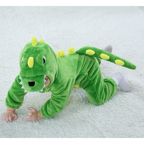 Tonwhar Toddler Infant Tiger Dinosaur Animal Fancy Dress Costume Hooded Romper Jumpsuit H Green Dinosaur 59