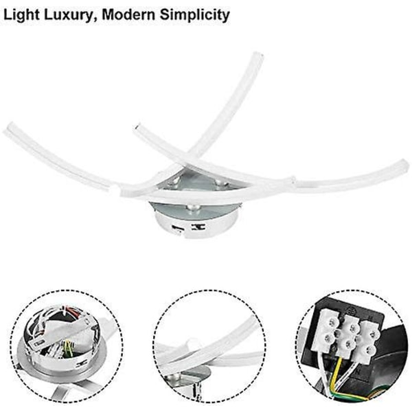 Led Ceiling Light,Ceiling Chandelier Lamp With 3 Curved Light