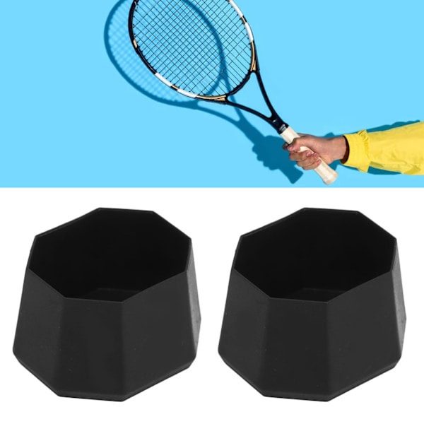 Sæt med 2 Silikon Endekapsler til Tennisketsjere - Sorte Butt Caps til Racquetball Ketsjere 2pcs Black