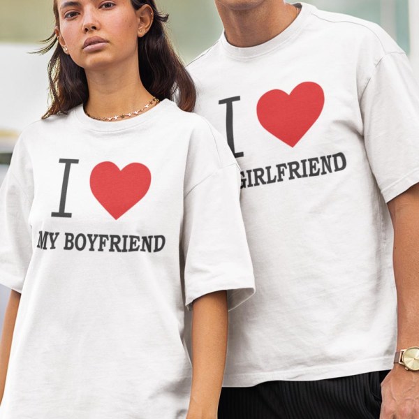 I love my boyfriend eller girlfriend t-hirt tryck uniex S Small - Love boyfriend