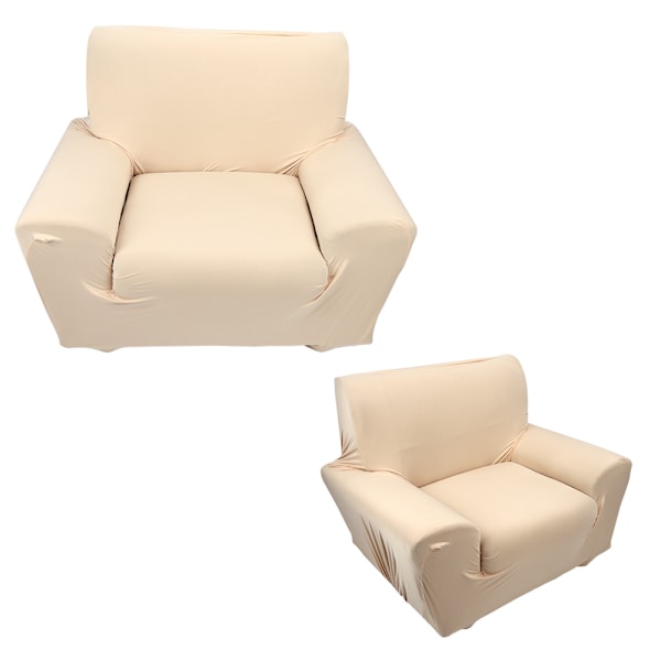 Beige Stretchbar Soffaöverdrag i Plysch med Enfärgad Design