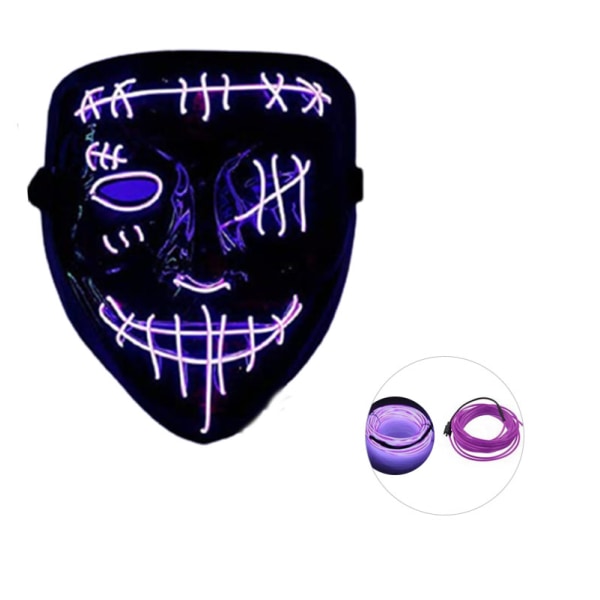 LED Lys Up Stitches Purge Mask Halloween Rave Clubbing Party Cosplay Cosplay Purple