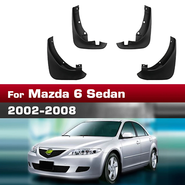 Til Mazda 6 Sedan 2002 2003 2004 2005 2006 2007 2008 Stænkskærm 4 stk./sæt Skærm Stænklap Stænkskærme Biltilbehør