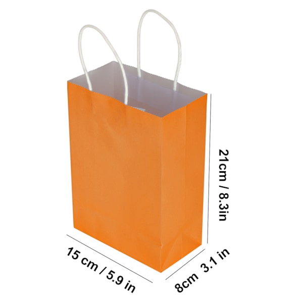 10 kpl Oranssit Kannettavat Kraft-Paperiset Lahjapussit Ostoksiin ja Syntymäpäiväjuhliin - 15 x 8 x 21cm Orange 10pcs