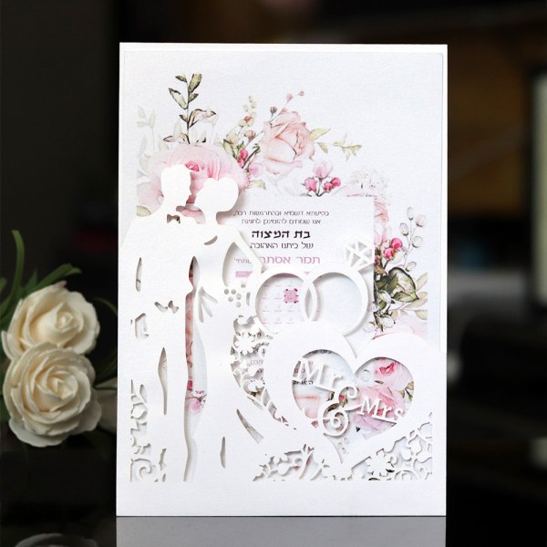 10 stk Elegant invitationskort til hr og fru bryllup lykønskningskort 10PCS