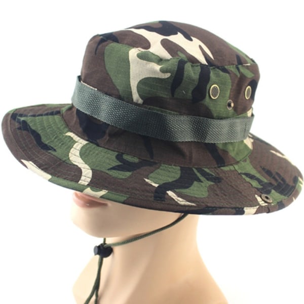 Män Casual Mössor Bred Rand Cap Militär Camo Hattar Green - Camo