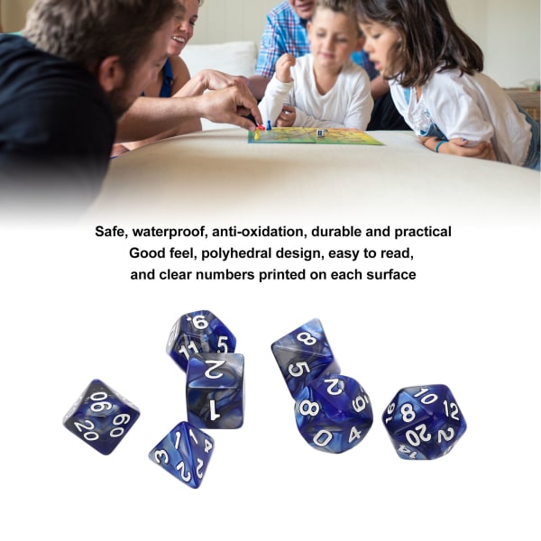 4Set stort vitt antal polyedriska tärningar mångfacetterade tärningar för interaktiva spel Utbildning Underhållning Skolmaterial Blå Blue 4Set