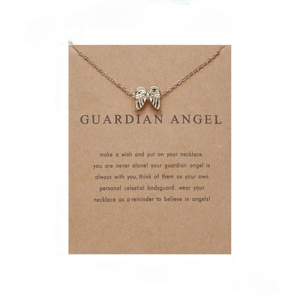 Guardian angel - halsband 18K guldpläterat gåva ängel vingar val gold one size