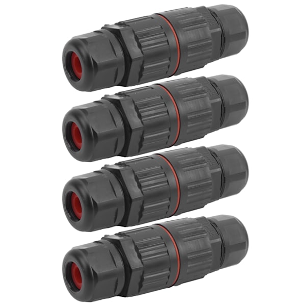 4-pack 3-poliga vattentäta kontakter för utomhus LED-trädgårdsbelysning - IP68-klassad, 1 in 1 ut