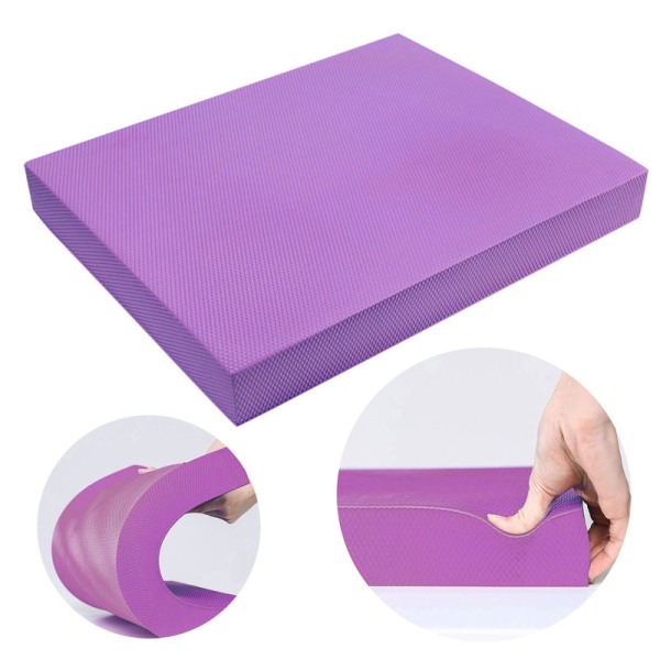 【Lixiang Store】 TPE Balansträning Skumkudde Platt stöd Mjuk kudde Hög rebound Träning Fitness Yogamatta Mörk rotting Purple