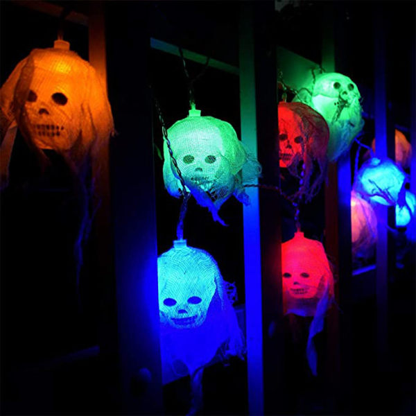 Skeleton Halloween Light 10LEDs White Gauze Skull String Lights