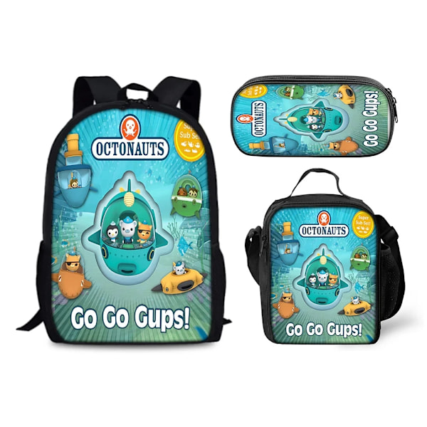 Tegneserie Octonauts Skoletaske Rygsæk Madkasse Penalhus Sæt 3 stk. Sæt-10