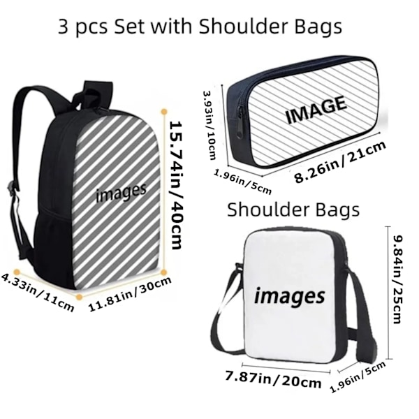 Student Skolryggsäck med axelväskor Pennfodral - Dragon B-Ball Casual Daypack Lätta skolväskor för pojkar flickor