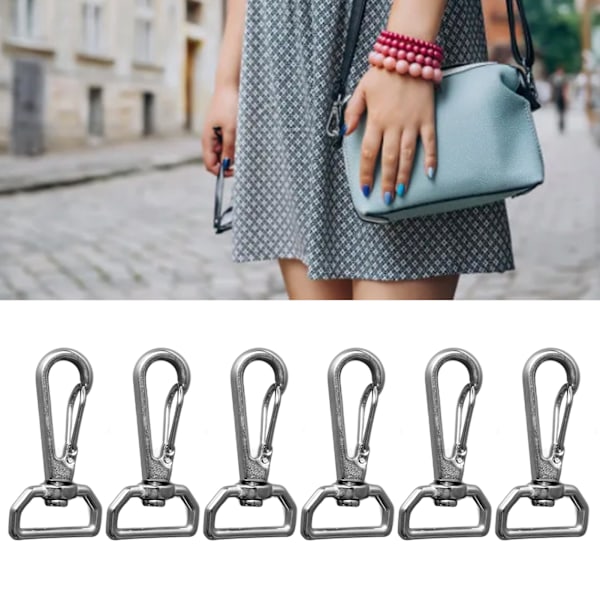 6-pak 316 Rustfritt Stål Universal D-Ring Snap Hooks - Webbing Belte Fjærspenner for Stropper, Ledninger, Snører, Dyrehalsbånd og Lærbelter