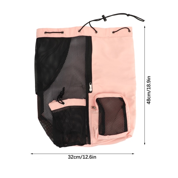 Justerbar Lätt Mesh Strandryggsäck med Andningsbar PVC - Rosa Simryggsäck för Gym Pink