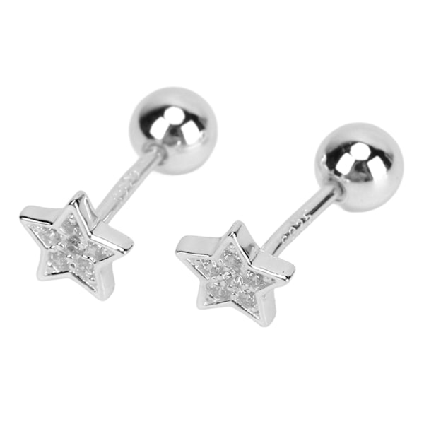Slanke Minimalistiske Stjerne Ørepynt med Rhinestones i 925 Sterling Sølv