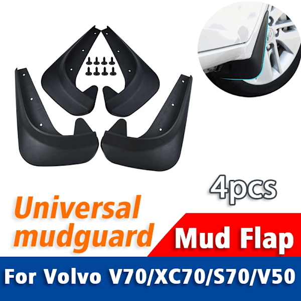 Fram Bak 4st FÖR Volvo V70 XC70 S70 V50 Universal Stänkskydd Skärm Stänklappsskydd Stänkskärmar Biltillbehör Stänkskydd
