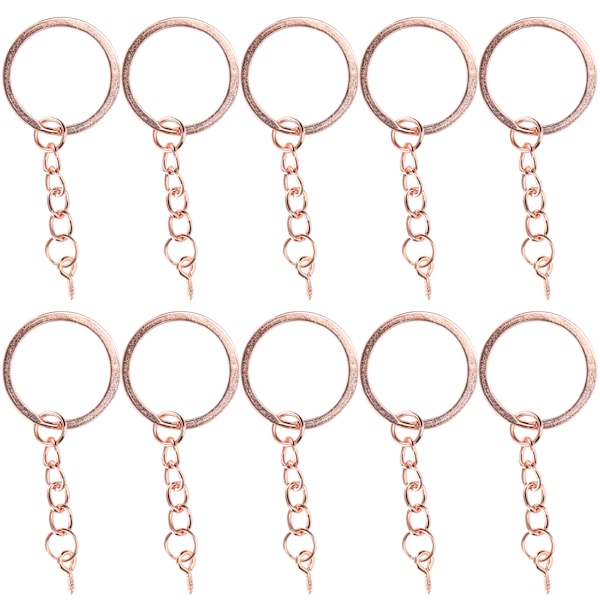 10 stk. Rosenguld 30mm Nøglering Nøglekæde Dele med Skrueøje Stiftforbindelse - DIY Tilbehør 10pcs Gold