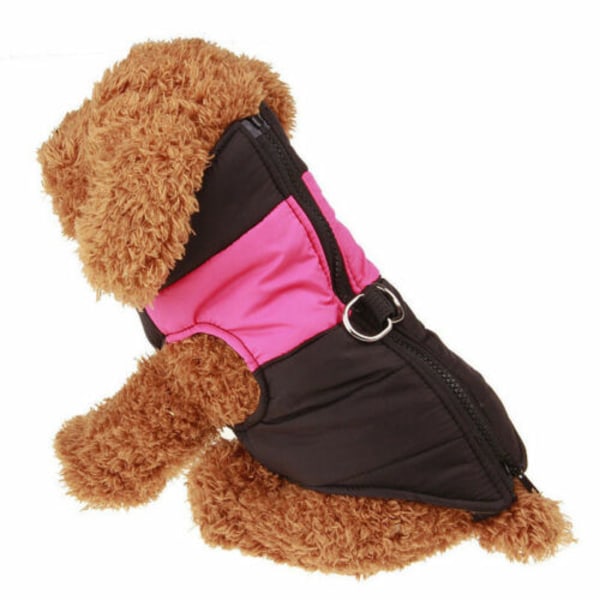 Hundjacka vattentät vinterrock Varma husdjurskläder västkläder pink XL