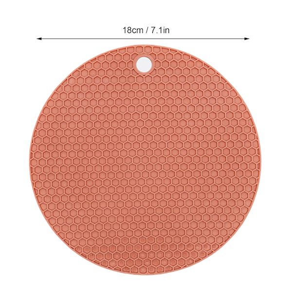 Tehokas lämmöneristysvaikutteinen vaaleanpunainen kumipintainen liukumaton keittiökattila-alusta kuumille ruokakupeille (18 cm, 0,5 cm paksuus)