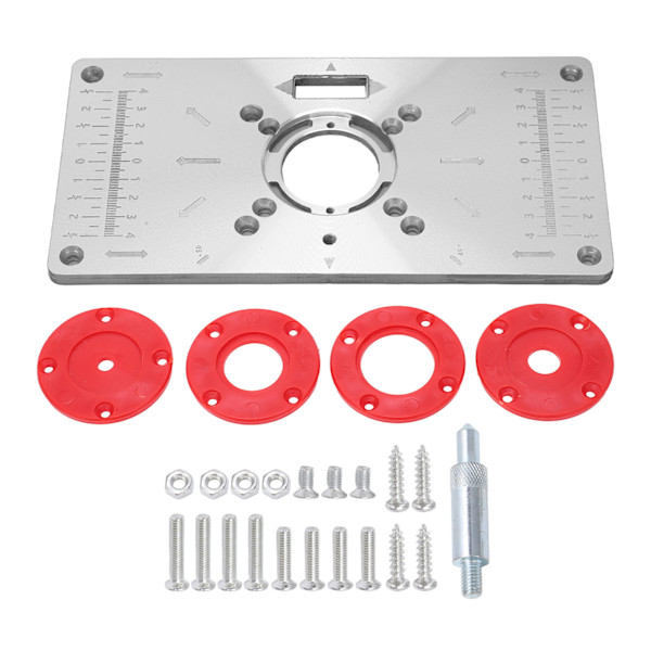 Insats Platta i Aluminium för Fräsbord för Träbearbetning - 8-Hål Design med Ringar för Fräsning och Trimming