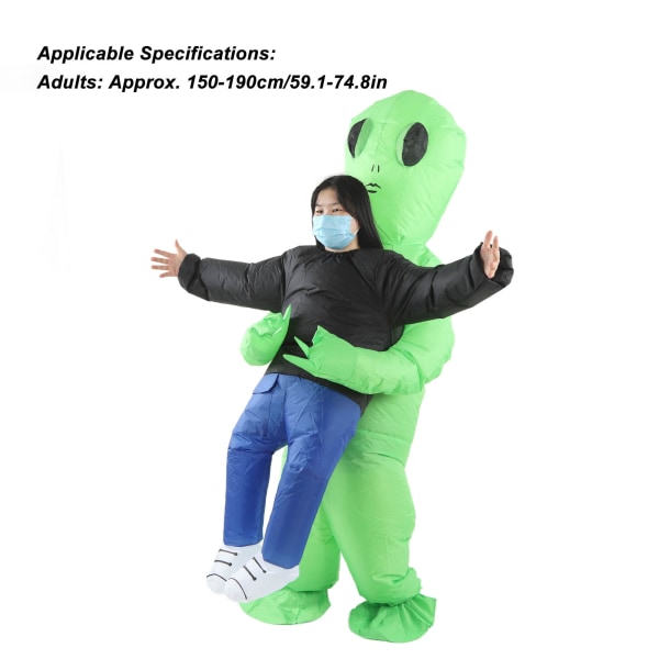 Oppustelige Alien Rider Kostumer Innovativ Sjov Vandtæt Alien Carry People Kostume til Cosplay Party Festival Voksne (til 150-190 cm)
