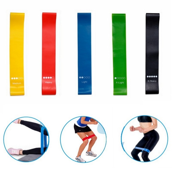 Resistance Bands Set för män och kvinnor, paket med 5 olika resi