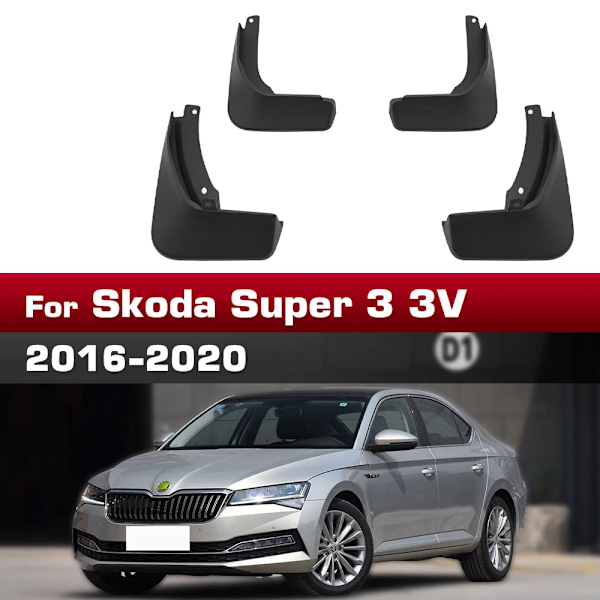 Til Skoda Superb 3 3V 2016 2017 2018 2019 2020 Skærm Mudguard 4 stk./sæt Beskyttelse Stænklap Mudguards Biltilbehør
