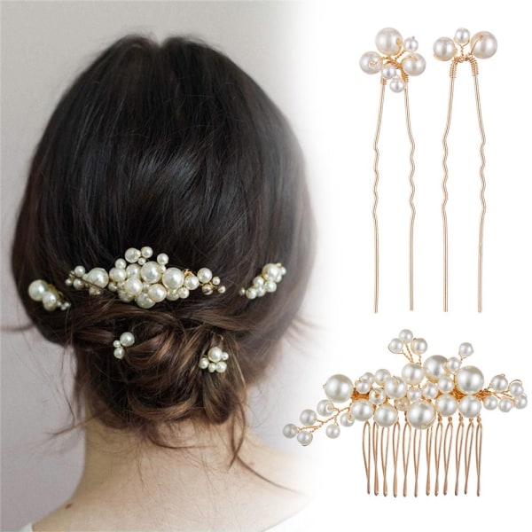 Pearl Hairpin Comb Bridal Headpiece Morsiussolki A1 (2 kpl)