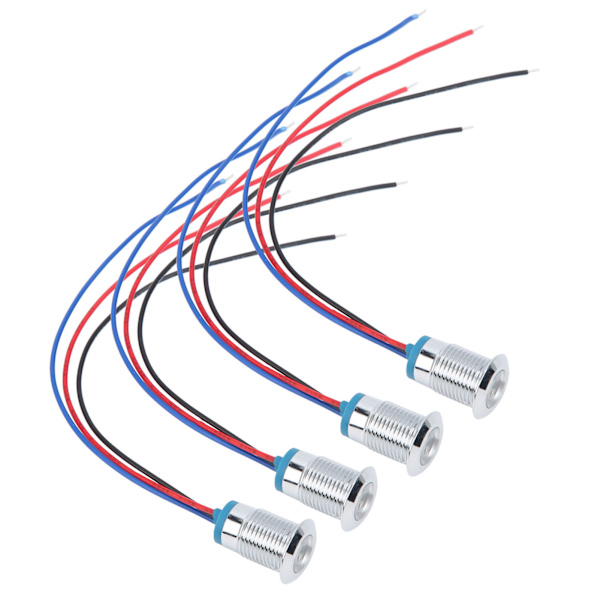 4-delt Vandafvisende LED-indikatorlys Sæt - Fælles Anode Industrielle Kontrolkomponenter, 12mm, 110-220V, Rød og Blå Red and Blue