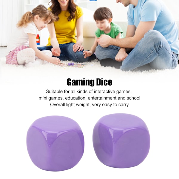 6-osainen suuri pyöreäkulmainen vedenkestävä noppasetti - hapettumisenkestävä sileä pinta DIY-projekteihin - violetti Purple 6Pcs