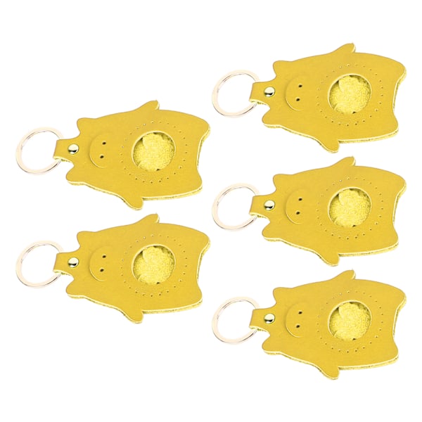 5-deligt DIY-kit för lädernyckelringar - Söta tecknade spargrisar i blank form för pyssel - Lysande gul läderarbetsutrustning 5 Sets Yellow