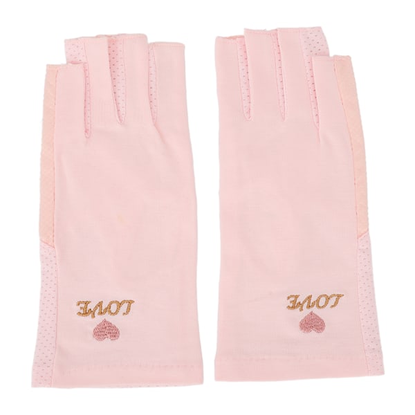 【Lixiang Store】 Manicure handsker UV-beskyttelse Strækbar åndbar fingerløs fiber bomulds neglelampe handsker til hjemmesalon Pink