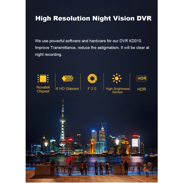 Piilotettu HD Night Vision -ajotallennin