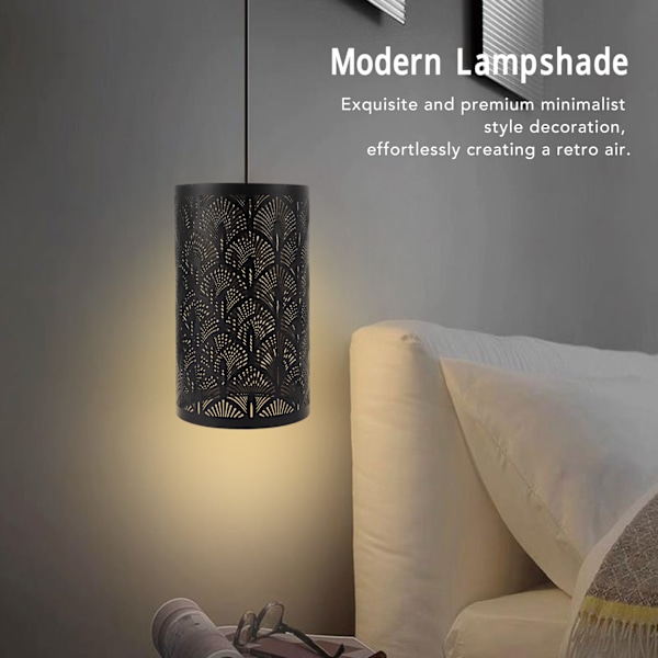 Moderne Metal Cylindrisk Hul-Ud E27/E26 Lampskærm til Soveværelse og Stue Black