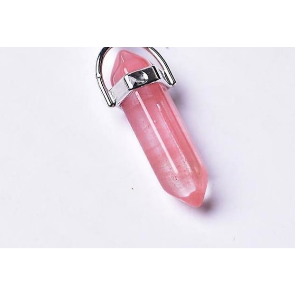 Natural Crystal Ametist Mineral Stone Pendant - Crystal Point Pendant Red glass