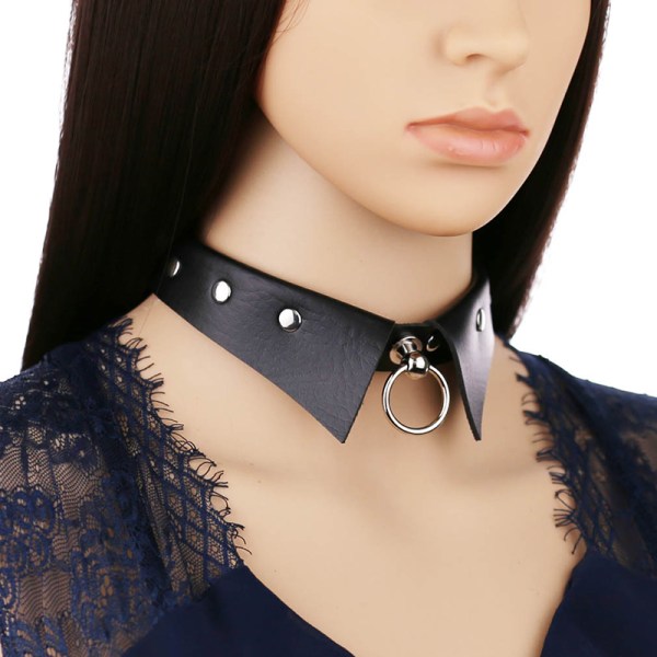 Läder Choker Punk Collar Dam Nitar Dubbade Chocker A16