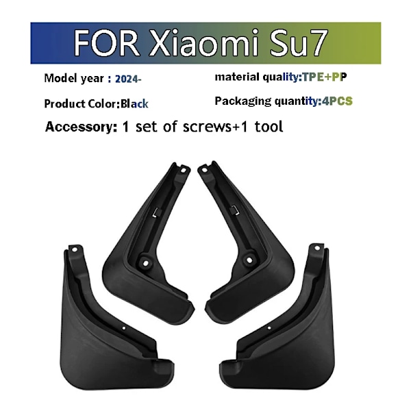 2024 XIAOMI Su7 Mud Flaps Guard Roiskeläpät Lokasuoja Mudflaps Autotarvikkeet Etu Taka 4kpl