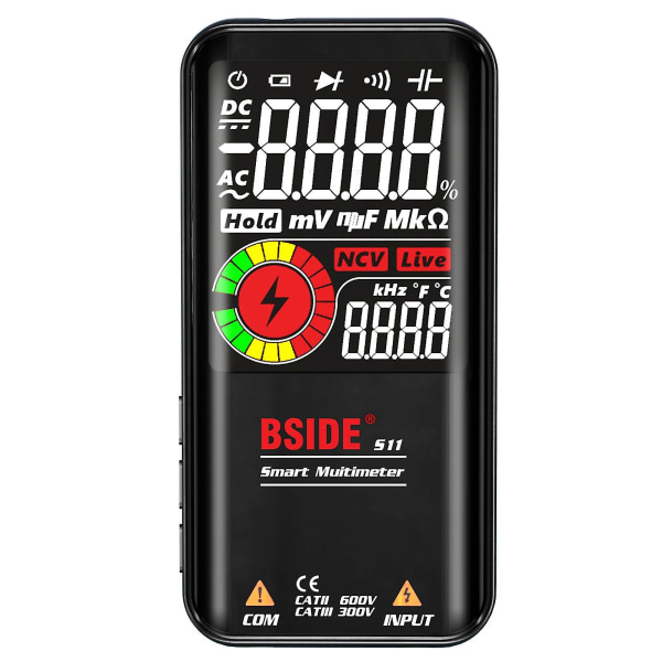 Bside S11 Intelligent 9999 Counts Yleismittari Digitaalinen LCD-näyttö Ladattava universal AC/DC Voltmeter Fk