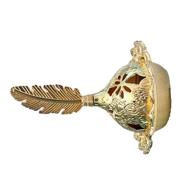 Vintage Røgelsesbrænder: Elegant Rustfri Metalholder med Fjerdesign til Soveværelse og Stue i Guld
