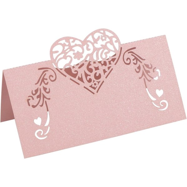50 st 3D kärleksbord Visitkort Positionskort Bröllopsfest dekoration (rosa)