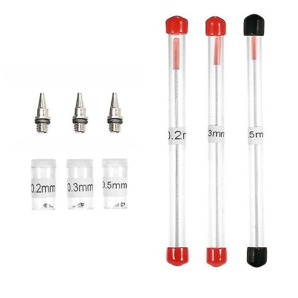 6pcs/set 0.2/0.3/0.5mm Nozzle Needle Replacement Parts For Airbrushes Spray Gun