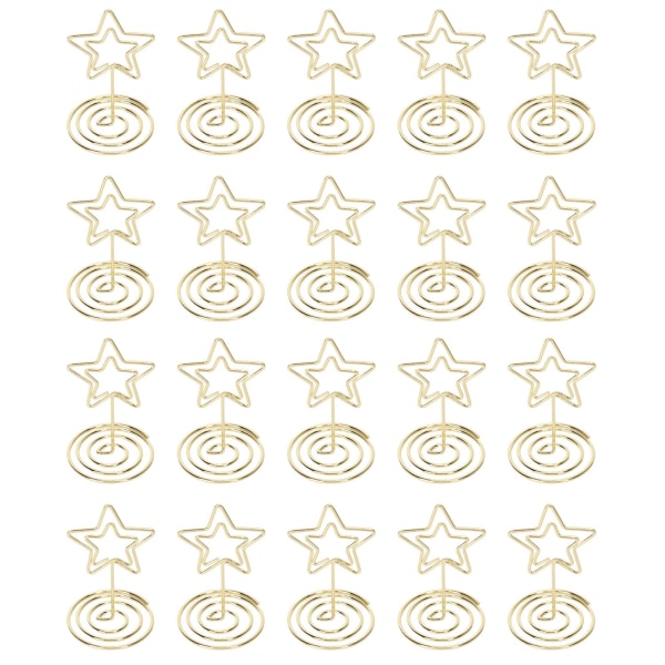 20 kpl Paikkakorttiteline Pieni 5-sauvan tähden muotoinen valokuvakuvatelineet Pöytäkorttipidike Kultainen gold 20PCS