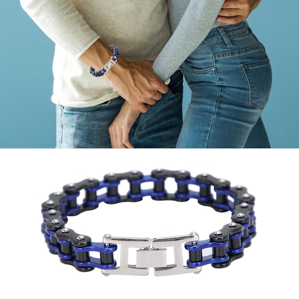 Motorsykkelkjede Armbånd - Rock and Roll Stil Armbånd Tilbehør i Svart og Blå Black Blue