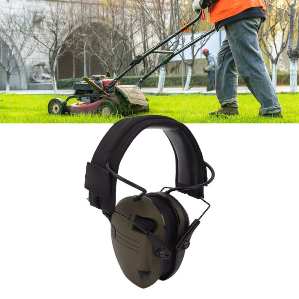 【Lixiang Store】 Støjreduktion Elektroniske øretelefoner Støjreduktion Foldbar ABS Justerbar hovedbøjle Sikkerhedsøreværn til græsslåning Work Green
