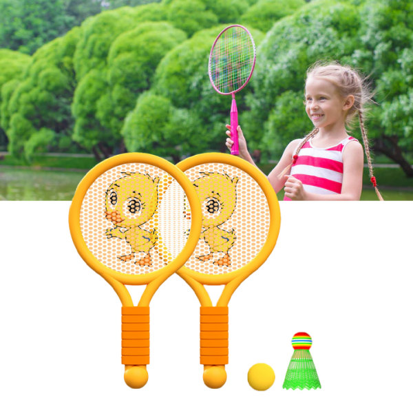 Lättvikts Badmintonracket Set för Barn - Rolig Inne/Ute Leksak för Åldrarna 3-7 - Orange Ankunge Design