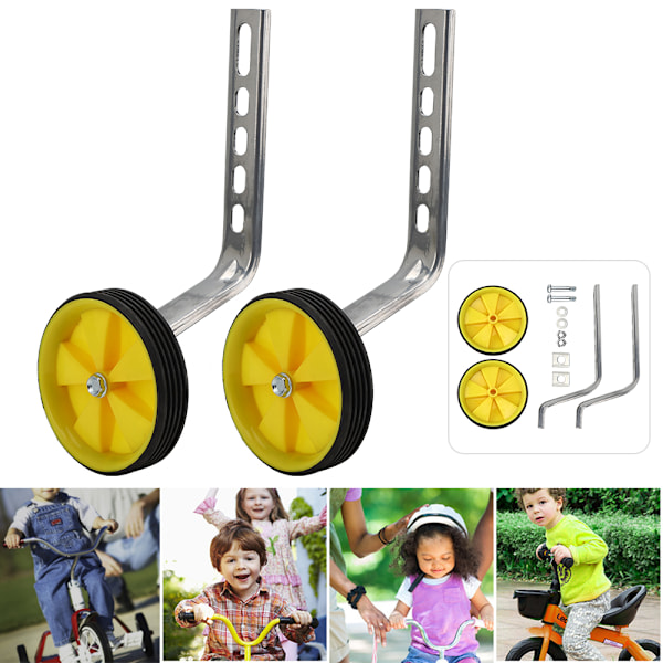 Universal Treningshjul for Barnecykler - Kompatibel med 12\", 14\", 16\", 18\" og 20\" Sykler yellow