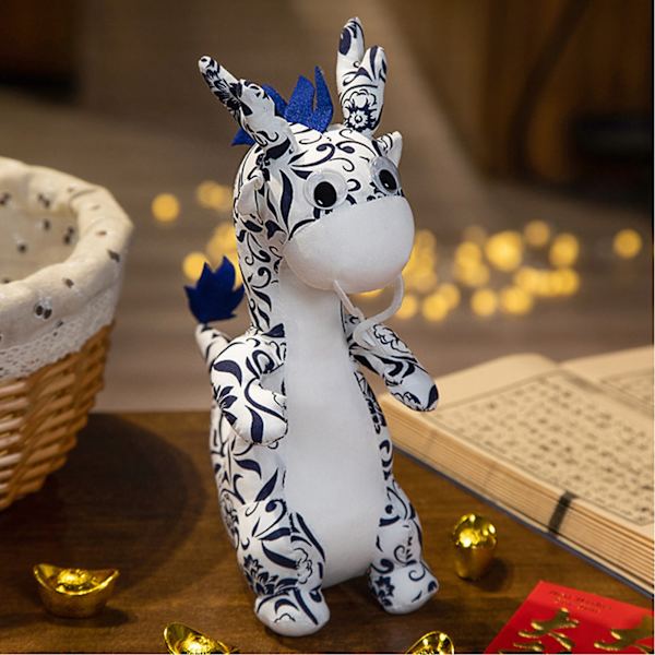 Nyårszodiak Draken Plyschleksak - Draken Maskot Simuleringsdocka White