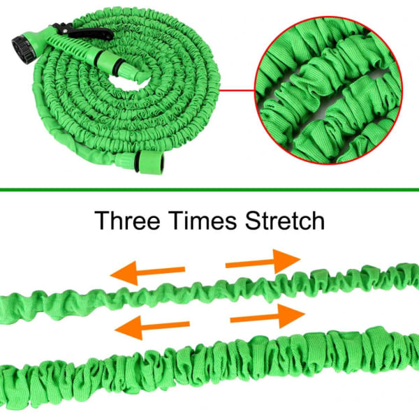 Ekspanderende Vandslange Haveslange 7,5m inkl. Sprøjtedyse grøn green