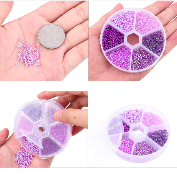 DIY Glass Millet Beads 6 Color Combination purple